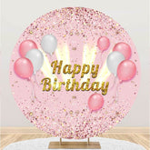 Luftballons Und Gold Funkeln Rosa Kreis Geburtstag Hintergrund